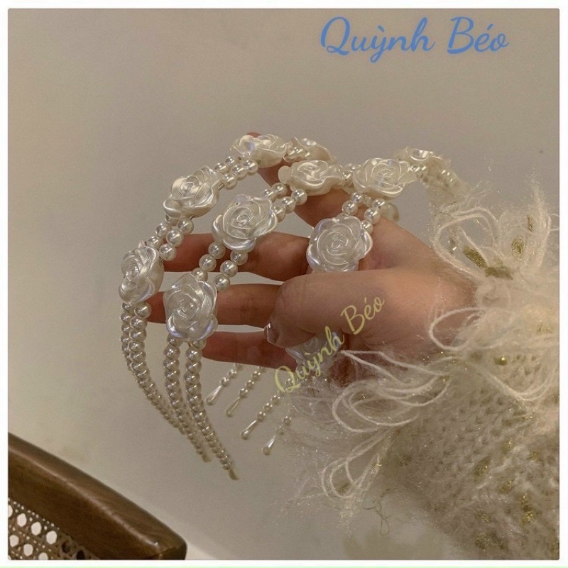 PVN45401 Băng đô, bờm hình hoa hồng đính đá phong cách Hàn Quốc xinh xắn