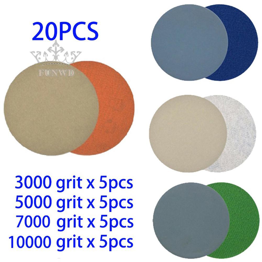 Set 20 Đĩa Mài Đánh Bóng 4inch 3000 5000 7000 10000 Grit