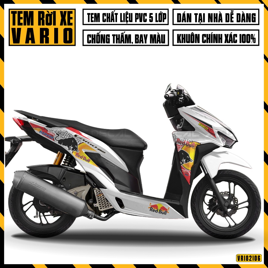 Tem Rời Xe Vario 150 Chủ Đề Redbull | VR182106RB | Decal Chế Chất Liệu PVC Chống Thấm Chống Bay Màu