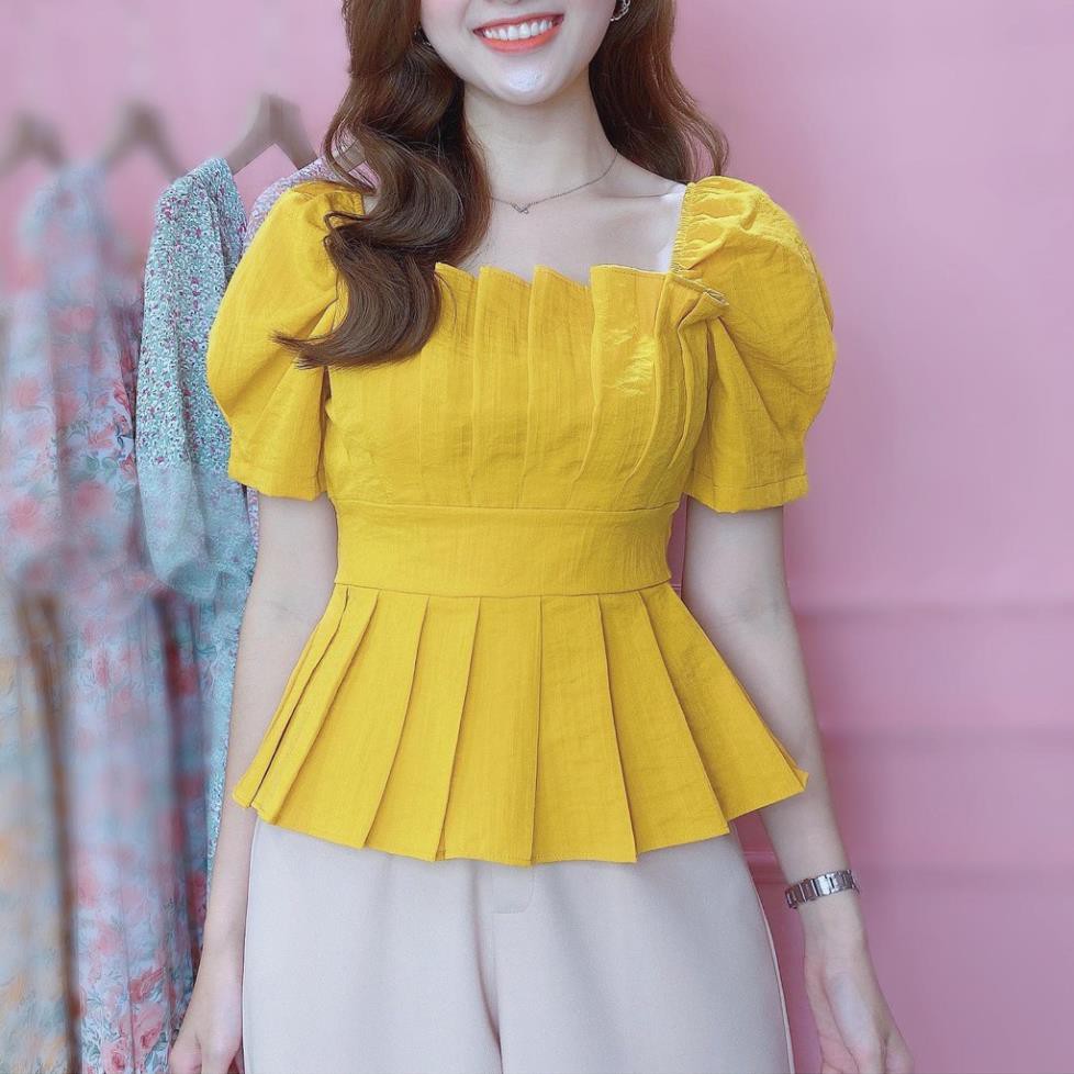 Áo Peplum Tay Phồng Che Bụng Sơ Mi Kiểu Nữ Đẹp CHUU A6697  ྇ '