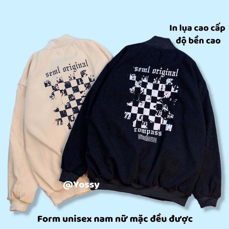 Áo Khoác Bomber Jacket Nam Nữ Form Rộng Unisex phong cách Hàn Quốc - Yossy