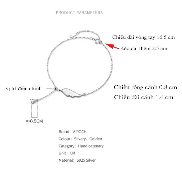 Vòng tay bạc Ý s925 cánh Phượng Hoàng khí chất tái sinh S4136 - AROCH Jewelry