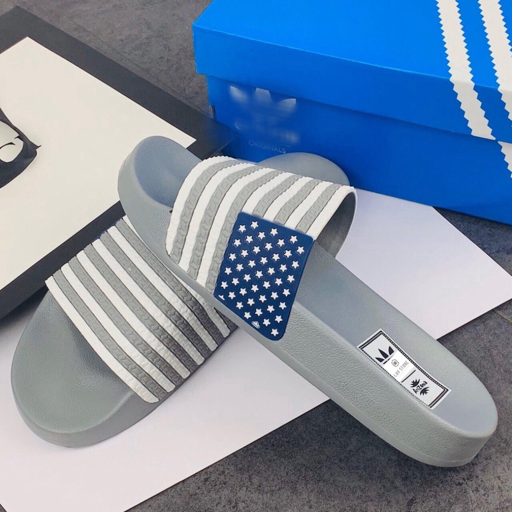 Dép adidas thể thao quai ngang, dép unisex cao cấp họa tiết cờ sao full box - Lux Store F35