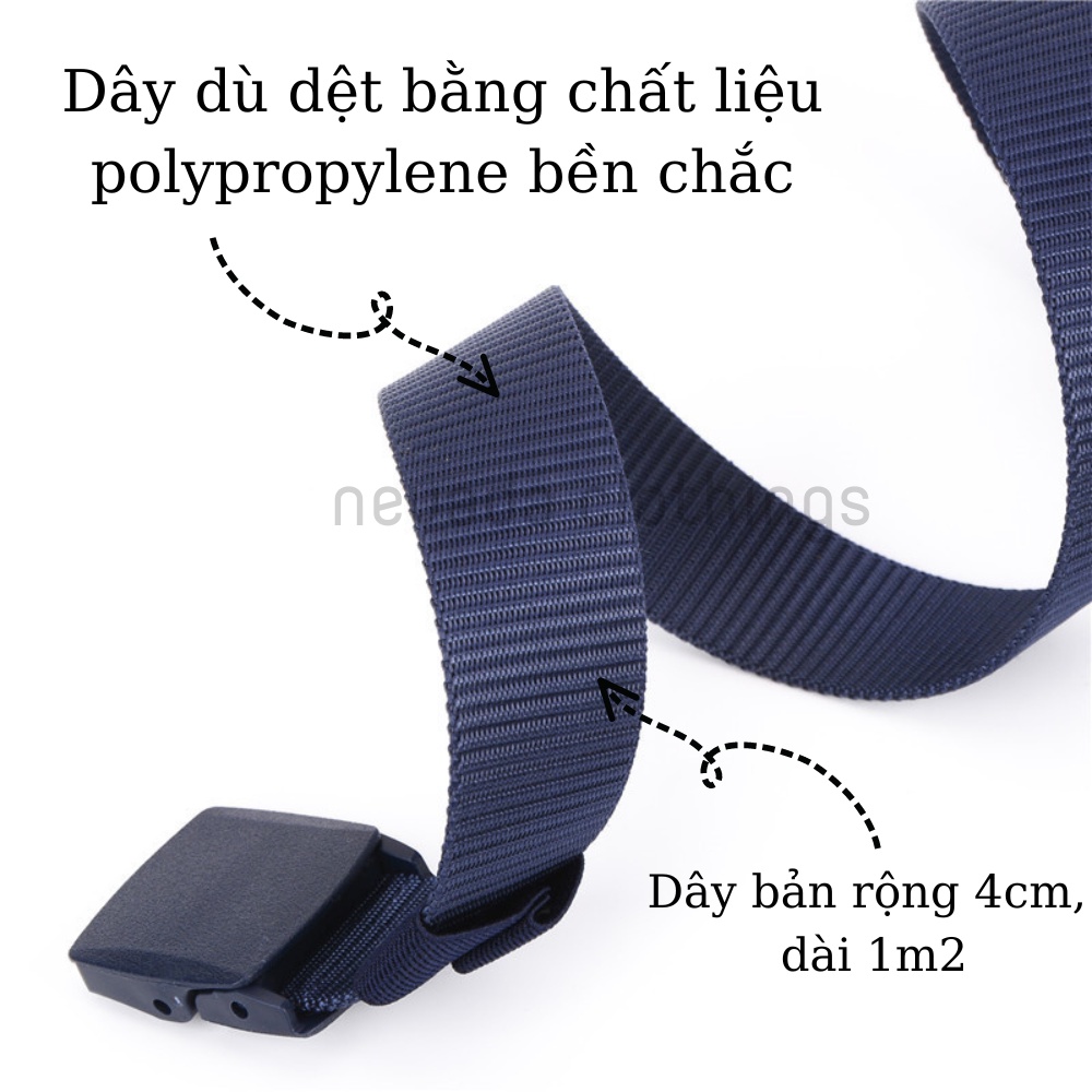 Thắt lưng Nevada nắp nhựa gập , dây lưng vải dù, dây nịt thời trang độc đáo trẻ trung cá tính, thắt lưng nhựa