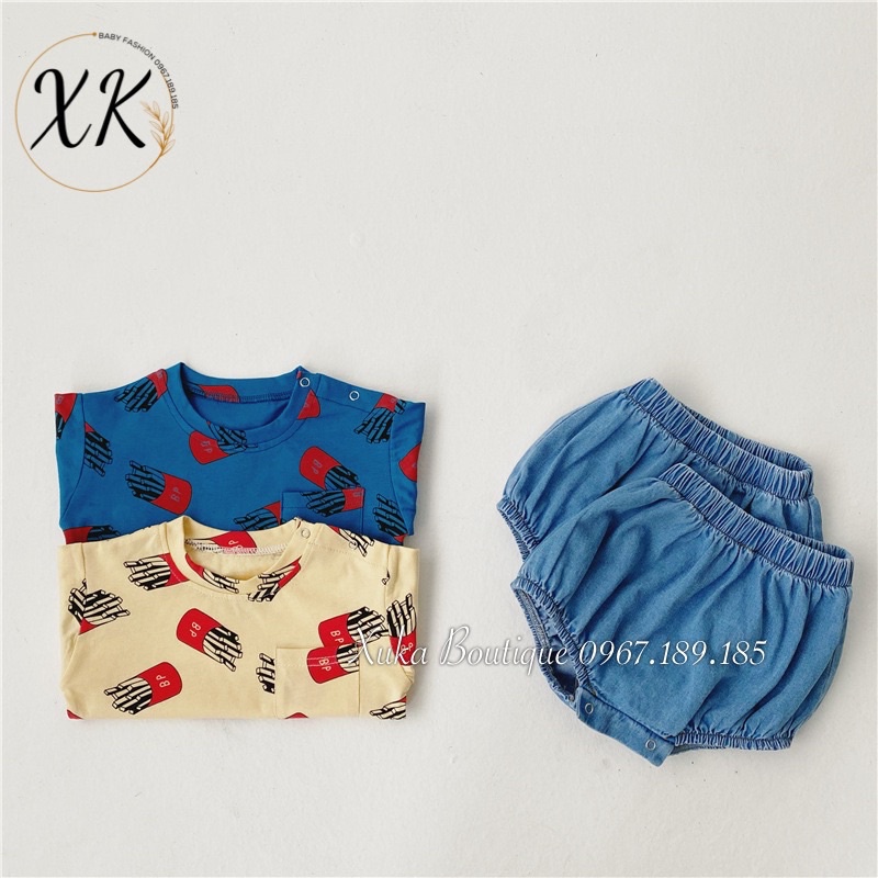 Bộ Quần Áo Cộc Tay Bé Trai Bé Gái Xuka Boutique Set Quần Áo Trẻ Em Đáng Yêu Quảng Châu Cao Cấp