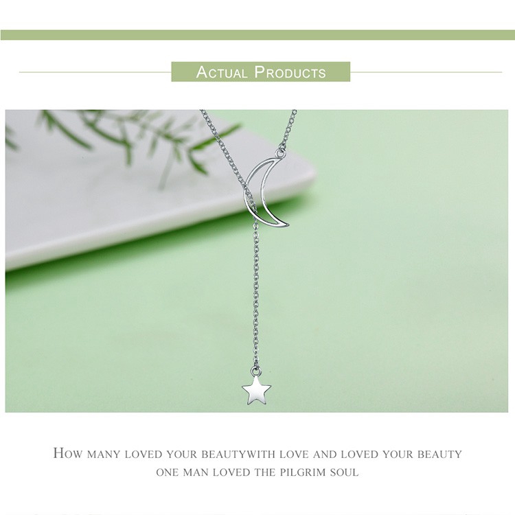 Dây Chuyền Bamoer Bạc 925 Hình Mặt Trăng Đánh Bóng Gương Cho Nữ