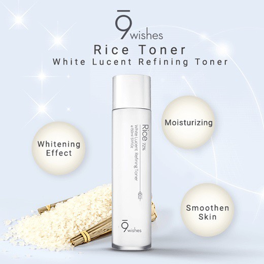 Combo Se Khít Lỗ Chân Lông, Dưỡng Trắng Da Từ Gạo 9 Wishes Rice 72% White Lucent (Toner 150ml , SR 50ml )