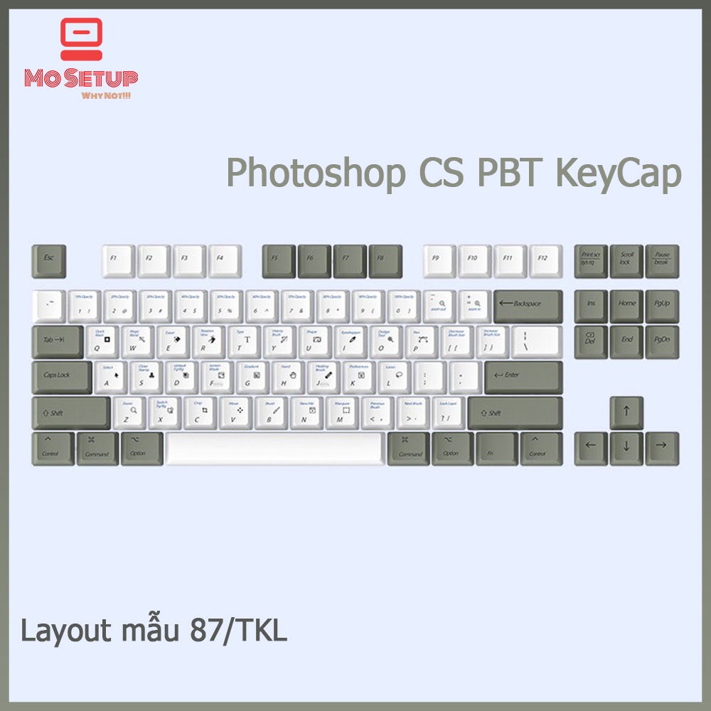 Keycap PBT Photoshop song ngữ - Profile OEM-Phù hợp tất cả các Layout 60,71,87/TKL,104,108