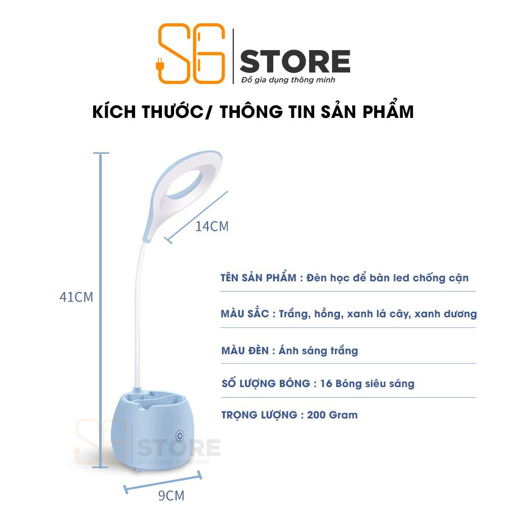 Đèn học để bàn tích điện cảm ứng S6 bền đẹp ánh sáng trắng chống cận thị có hộp đựng bút giá đỡ điện thoại