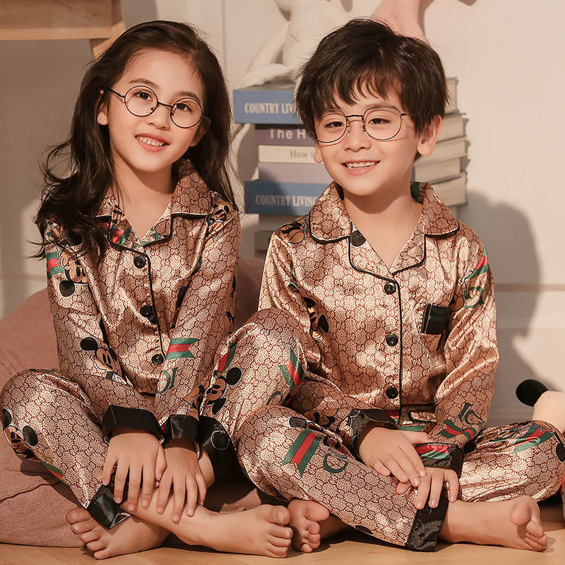 Bộ Đồ Ngủ Pijama Dài Tay Vải Lụa Lạnh Cho Bé Trai