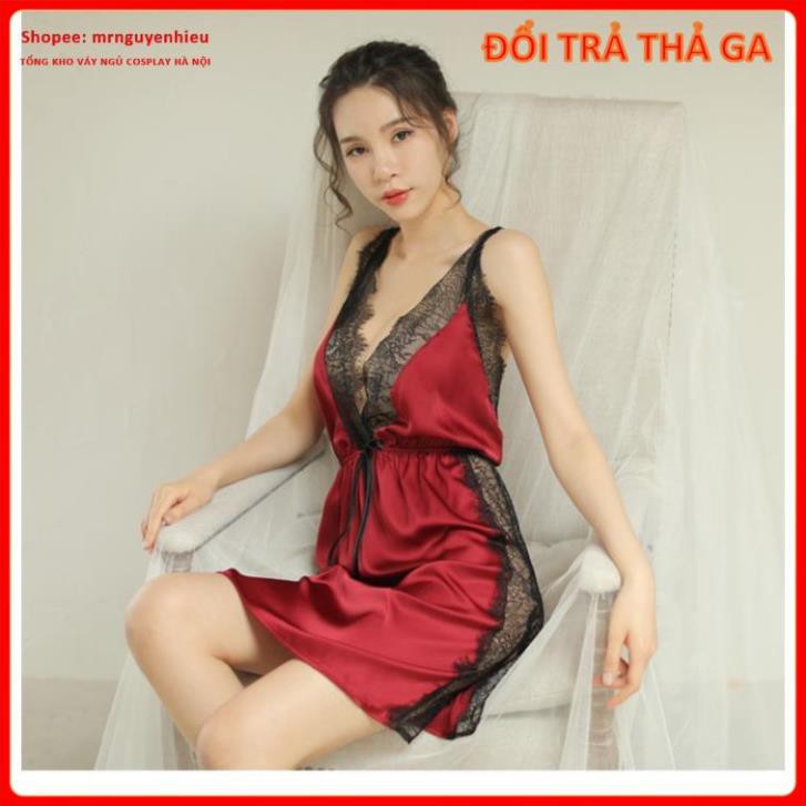 Đầm ngủ phi lụa phối ren siêu sang, váy ngủ gợi cảm, cosplay sexy - Hà Nội