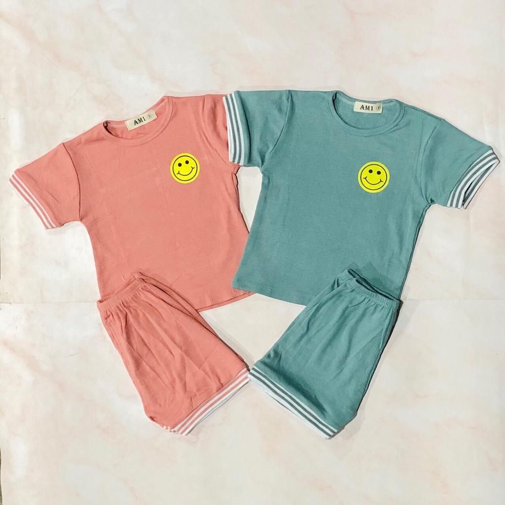 Đồ bộ quần áo cộc tay cho bé trai và bé gái chất Gân Tăm AM638