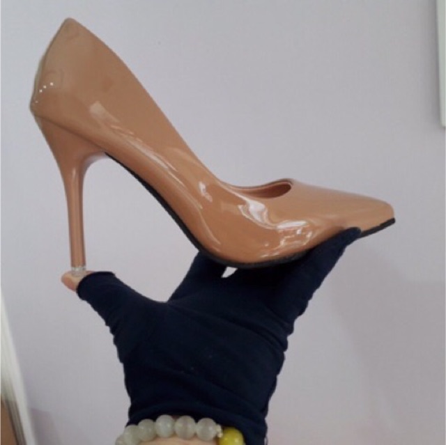 Giày cao gót nhọn 8 phân da bóng mềm_HDO