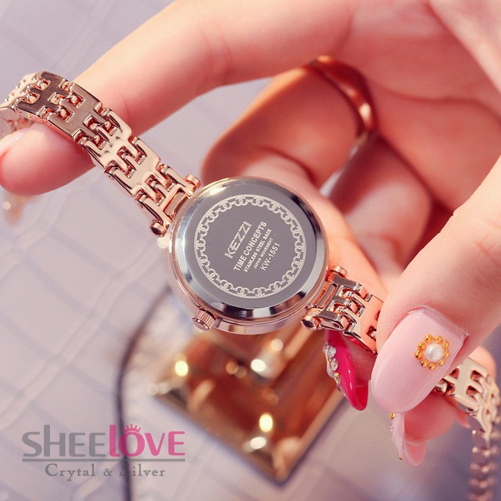 Đồng hồ nữ kezzi mặt tròn nhỏ dây quai thép sang trọng -sheeloveshop
