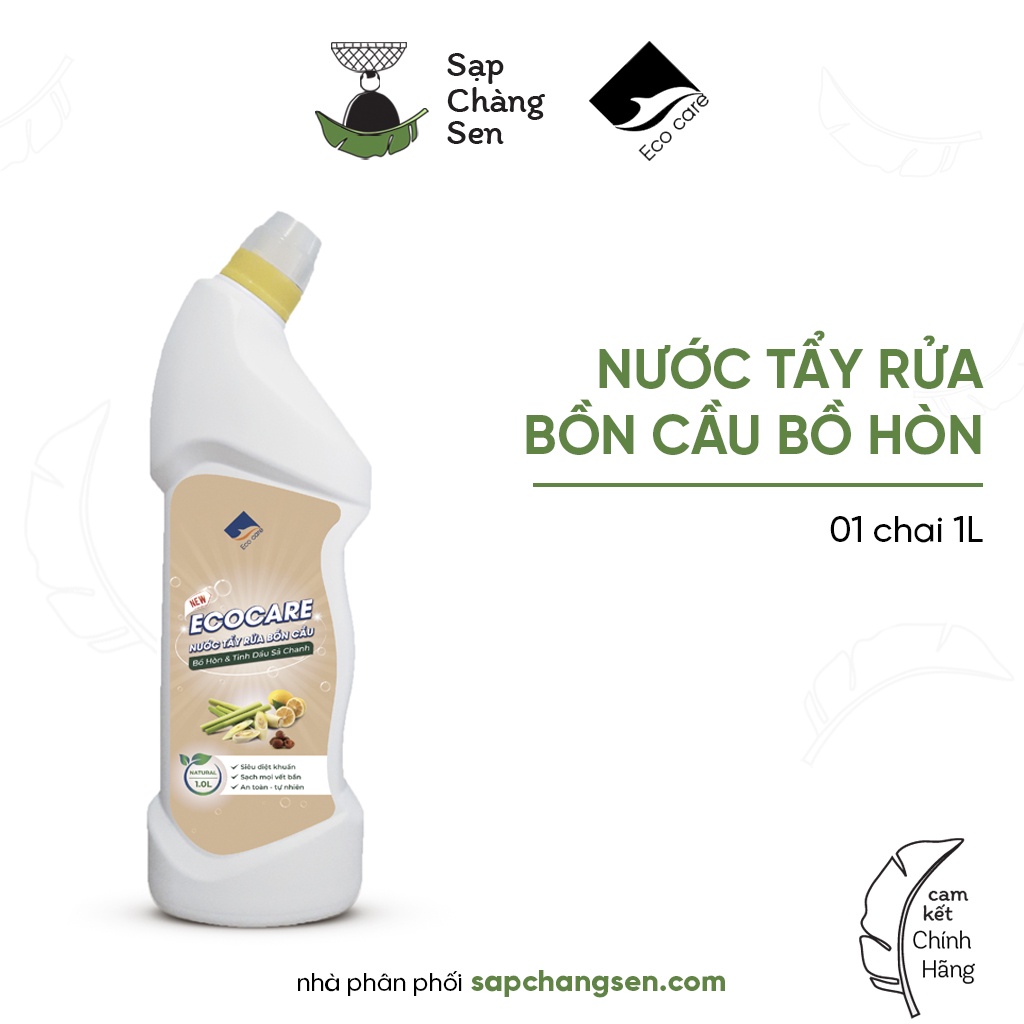 Nước tẩy rửa bồn cầu, toilet bồ hòn (Ecocare) - 1L | sả chanh, quế