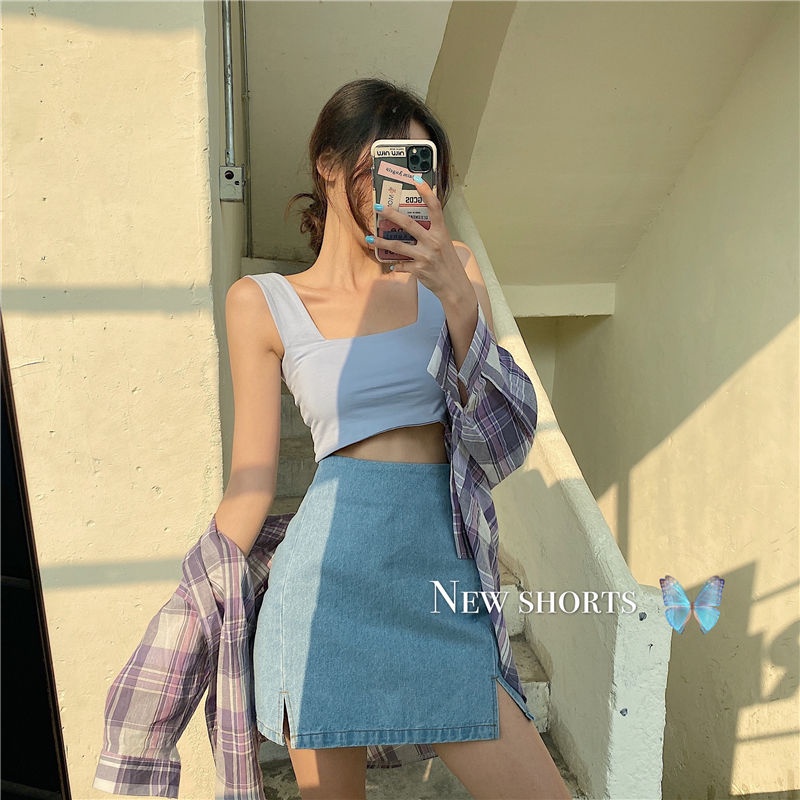 Chân váy chữ A lưng cao vải Jean thời trang | BigBuy360 - bigbuy360.vn
