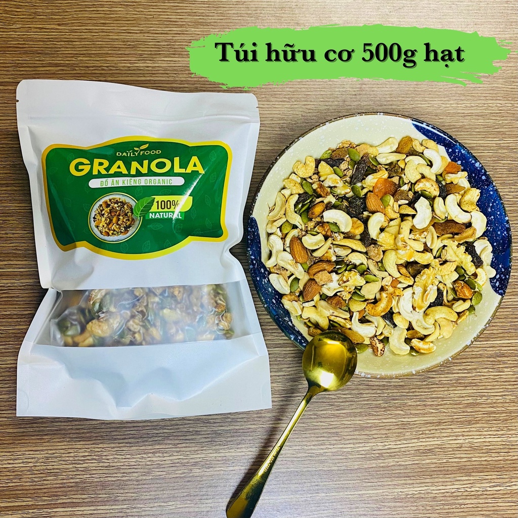 Granola ăn kiêng siêu hạt , Ngũ cốc giảm cân mix 9 loại hạt cao cấp Macca , Óc Chó DailyFood chính hãng