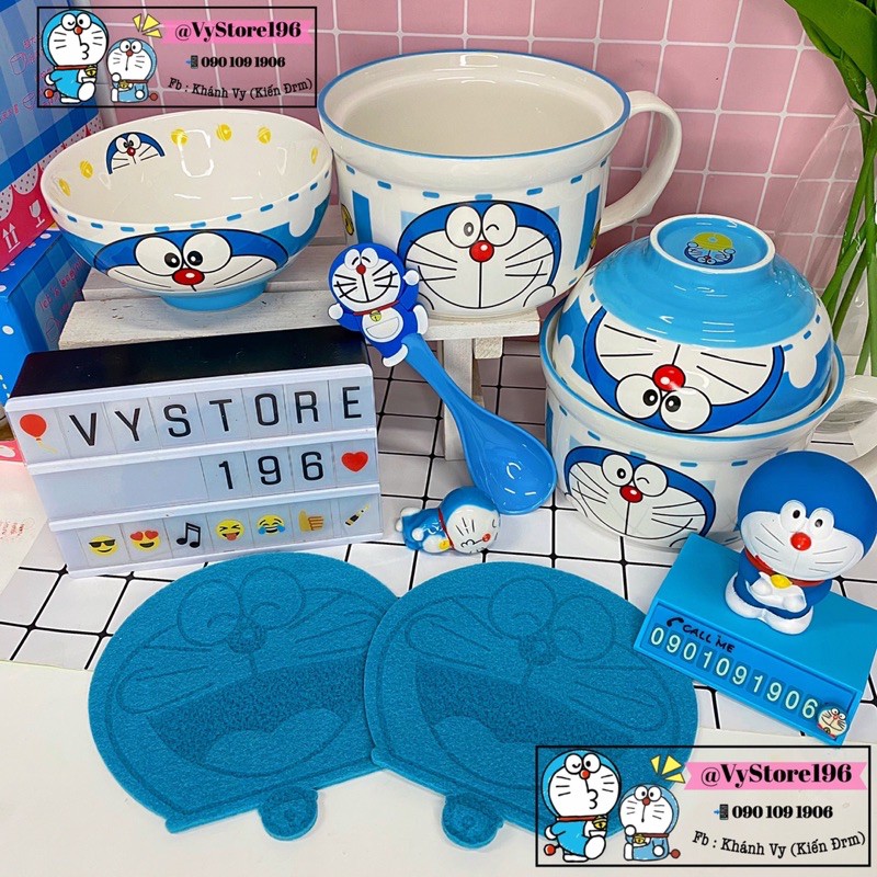 THỐ CHÉN ĂN MÌ ĐÔREMON DỄ THƯƠNG - SET 2 CÁI