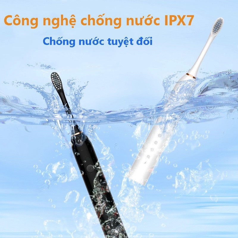 Bàn chải điện Sonic X3 sợi Dupont, bàn chải điện đánh răng tự động 6 chế độ công nghệ chống nước IPX7