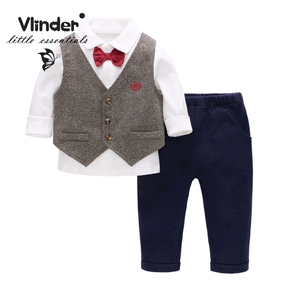 Set Đồ Vest 3 Món Lịch Lãm Cho Bé Trai