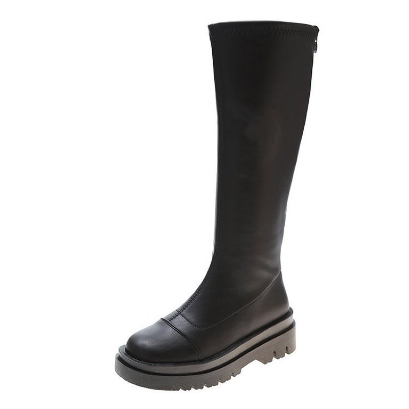 Giày Bốt Đùi Boot Nữ Boots Ulzzang Không Dây Vân Ngang Dáng Ủng Đế Răng Cưa