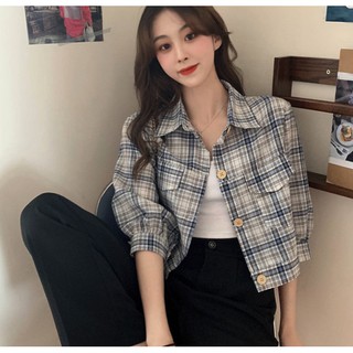 Áo sơ mi nữ, áo Polo kẻ sọc croptop dáng ngắn trẻ trung