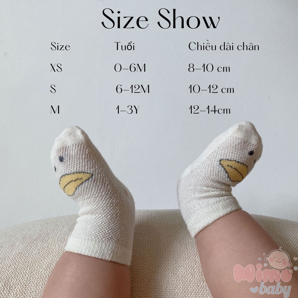 Set 3 đôi tất lưới thoáng khí cao cổ in hình dễ thương cho bé T29 Mimo Baby