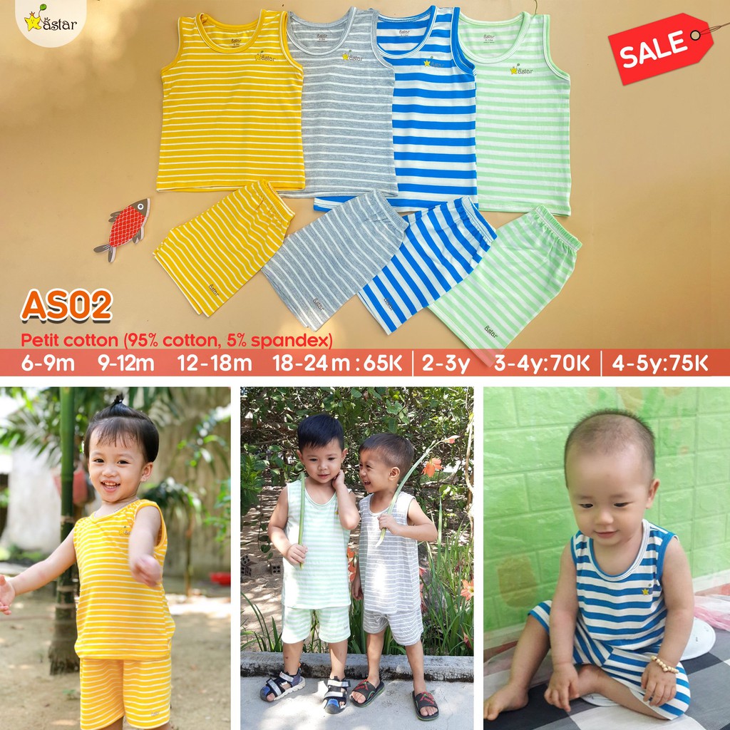 [Mã SKAMCLU8 giảm 10% cho đơn từ 100K] Bộ ba lỗ Astar GIÁ RẺ - size 6m-5y ( 7- 24kg)