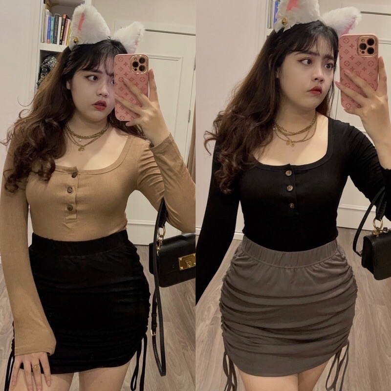 Áo Thun Cổ Vuông Khuy Gỗ BigSize (55-95kg )