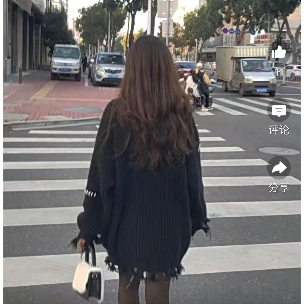 Áo sweater dệt kim dày dặn dáng rộng Unisex