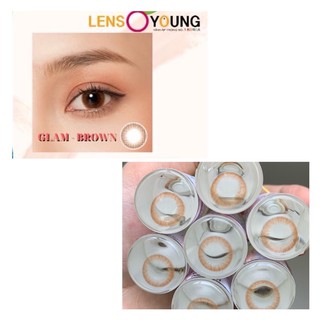 Kính áp tròng nâu sáng glam brown tặng kèm khay