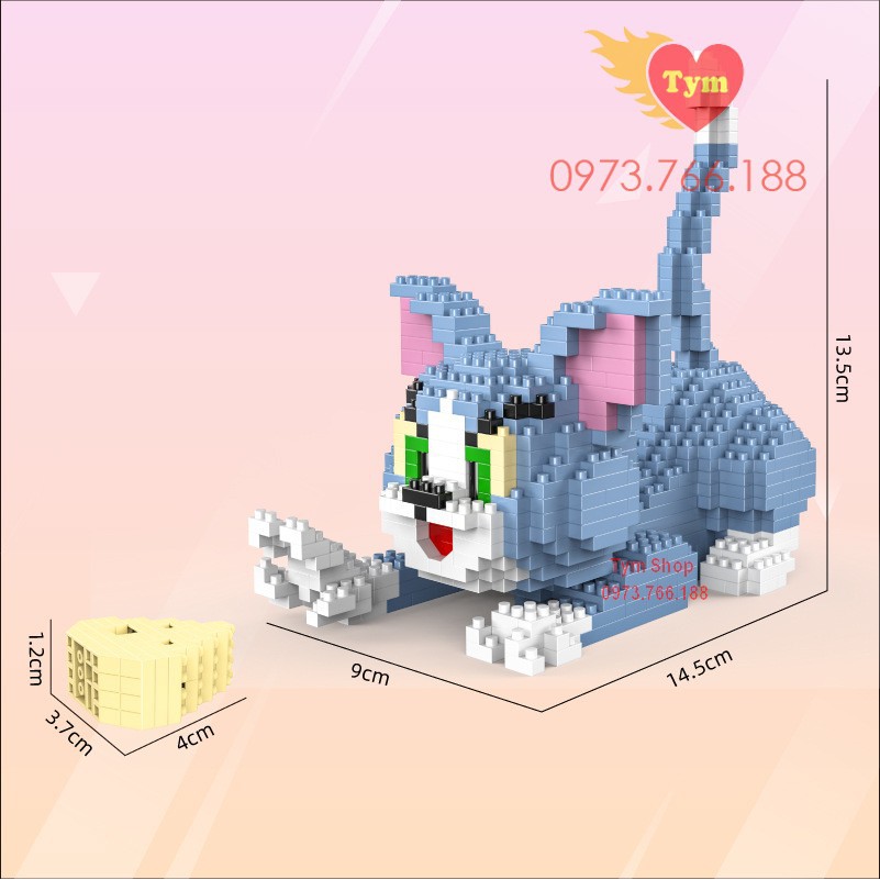 Đồ chơi xếp hình tom and jerry Tom và jerry lắp ráp nano 3d nanoblock cho bé Mẫu - Tom and jerry