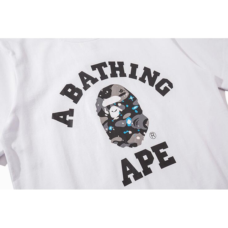 Áo Thun Chất Liệu Vải Cotton Tay Ngắn Có In Hoạ Tiết Bape
