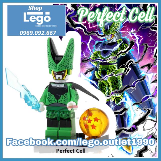 Xếp hình Xên bọ hung - Perfect Cell trong Songoku Dragon Ball Z tặng kèm Ngọc Rồng Lego Minifigures Kopf Kf374 Kf6030