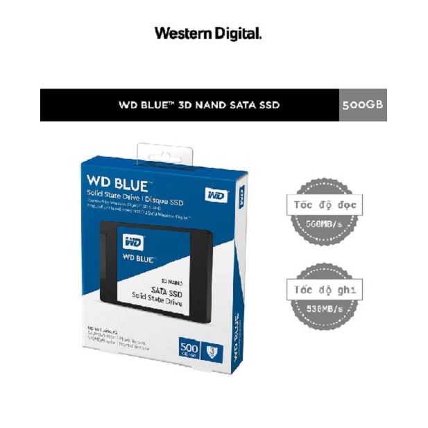 [Mã 1511ELSALE hoàn 7% xu đơn 500K] Ổ Cứng SSD WD Blue 3D NAND 500GB WD WDS500G2B0A (2.5 inch) | BigBuy360 - bigbuy360.vn