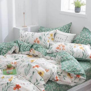 Cotton 100% hoa nhí xanh