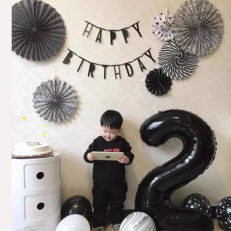 Bóng số tuổi màu đen Trang Trí sinh nhật thôi nôi happby birthday đẹp cho bé trai bé gái cỡ lớn 70cm