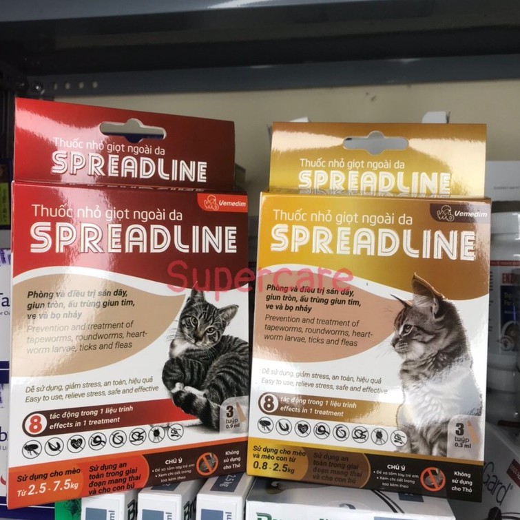 SPREADLINE - Nhỏ Giọt Ngoài Da Tri 8 Loại Ve, Bọ Nhảy, Giun Tròn, Sán Dây,..Trên Mèo