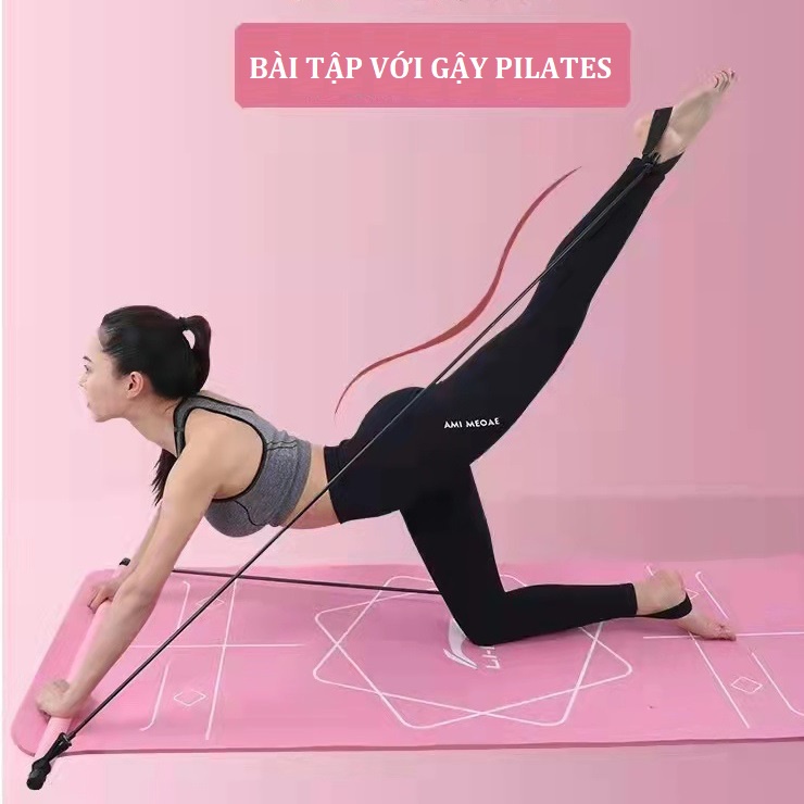Thanh Tập Pilates Có Dây Kháng Lực Tập Tay Lưng Ngực Mông Chân Đùi Toàn Thân