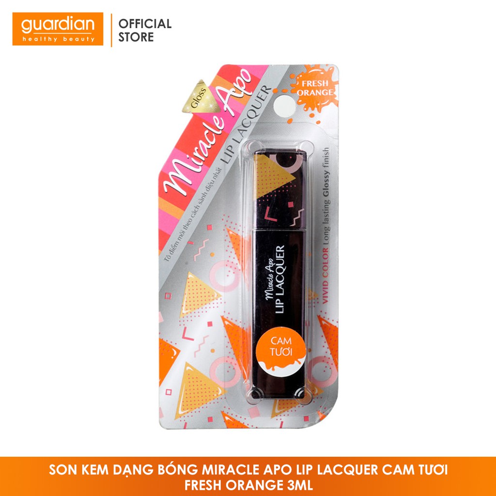 Son Kem Dạng Bóng Miracle Apo Lip Lacquer Cam Tươi Fresh Orange 3ml