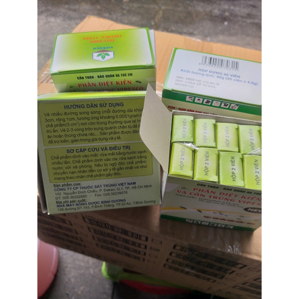 Phấn diệt kiến, gián, côn trùng Vipesco (Hộp 20 viên)