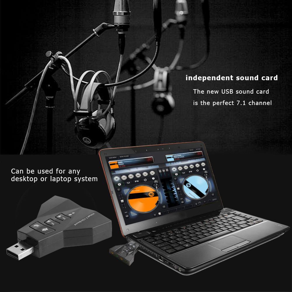 🌟Chất lượng cao nhất🍁USB Audio Sound Card Adapter External 3D VIRTUAL 7.1 CHANNEL Dual Microphone