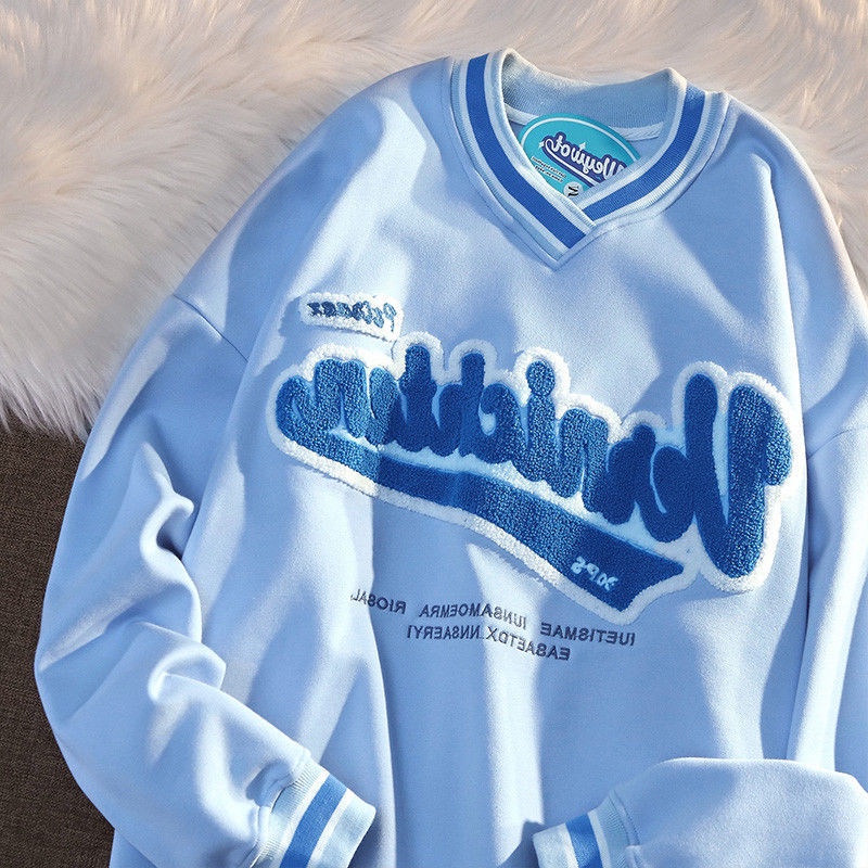 Áo Sweater Cổ Chữ V Dáng Rộng Thời Trang Cho Cặp Đôi