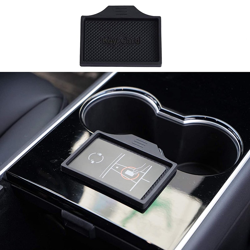 Miếng Lót Silicon Mềm Màu Đen Chống Trượt Để Đựng Thẻ / Chìa Khóa Trung Tâm Điều Khiển Trung Tâm Cho Tesla Model 3 Y
