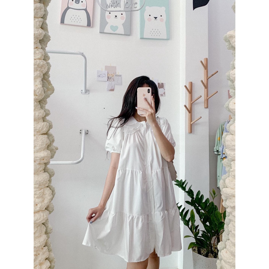 Đầm tầng tay phồng Hàn Quốc