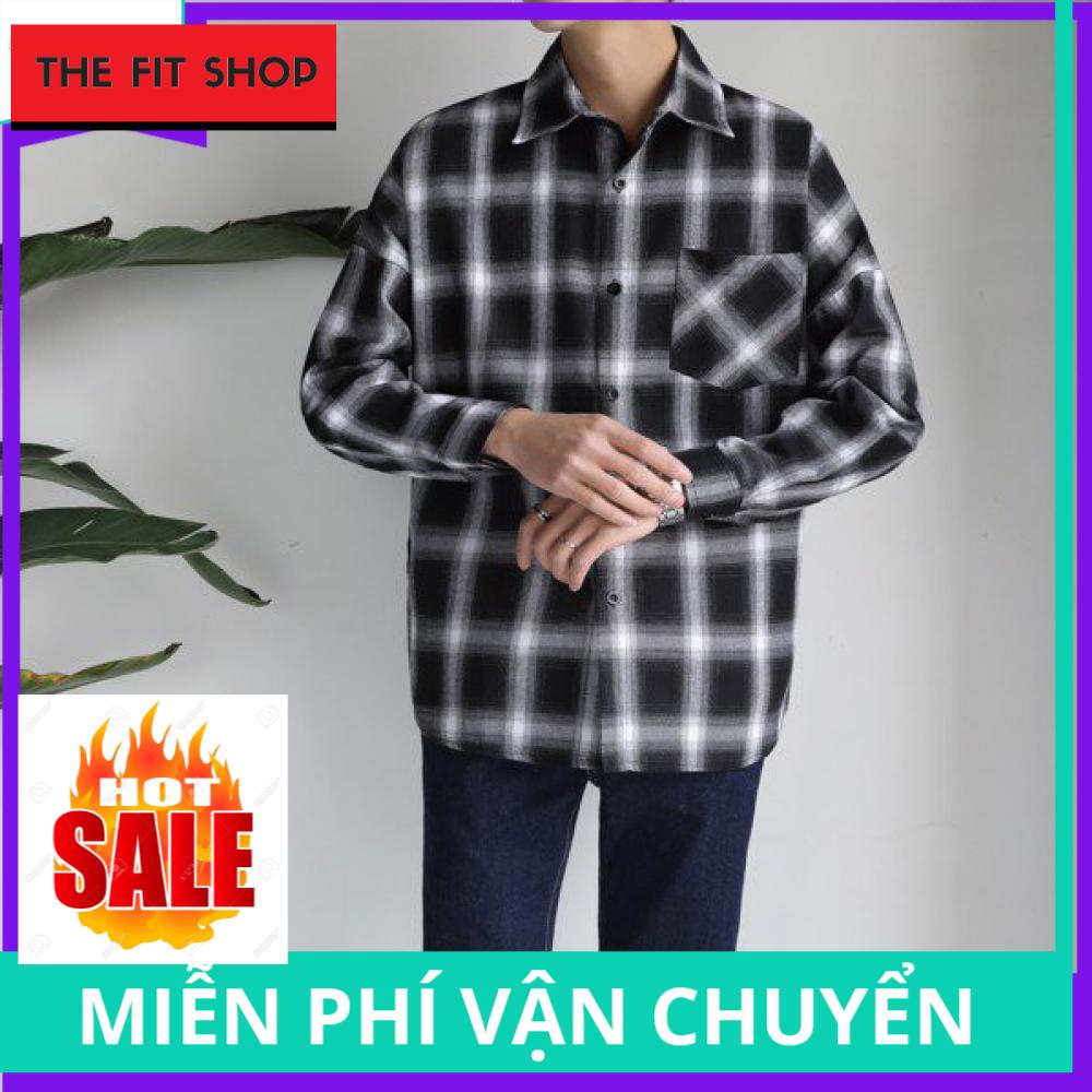 Áo sơ mi Caro Victory hàn quốc nam nữ màu đen trắng ASM3016C