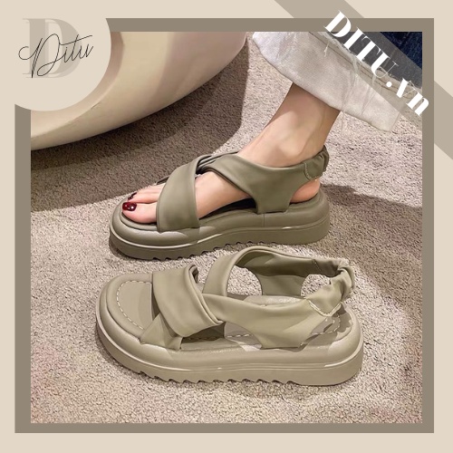 Sandal Nữ Đi Học Quai Xoắn Ulzzang Đế Độn  - Giày Sandal Nữ Hàn Quốc