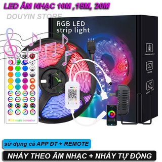 Đèn trang trí Decor phòng ngủ, Đèn mây, sấm chớp TikTok chuyển màu dài 5m,10m nhấp nháy ĐUỔI THEO NHẠC - APP ĐIỆN THOẠI