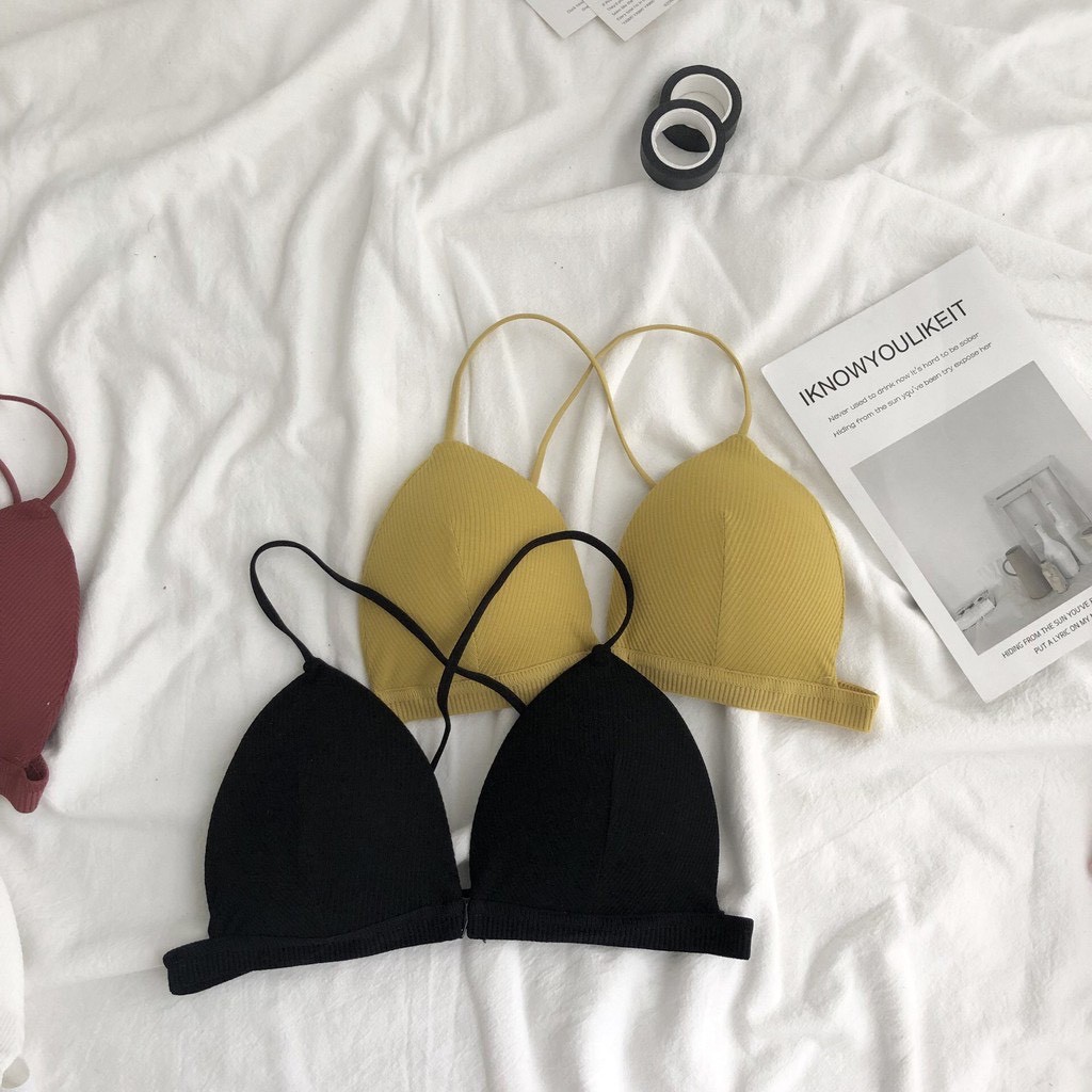 Áo Bra Cotton Dây Mảnh Cài Trước Nhiều Màu, Áo Lót Nữ Đan Dây Lưng Gợi Cảm [Ảnh Chụp Thật] - OB019