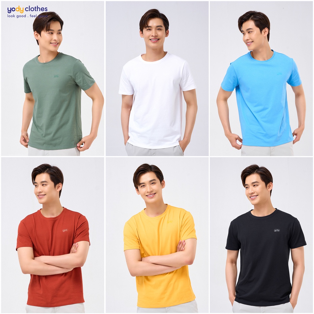 Áo thun phông nam YODY form rộng vải chất bột ngô thoáng mát TSM5261